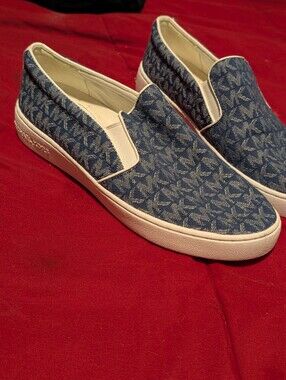 Michael Kors Blue MK Monogram Slip-On Sneakers